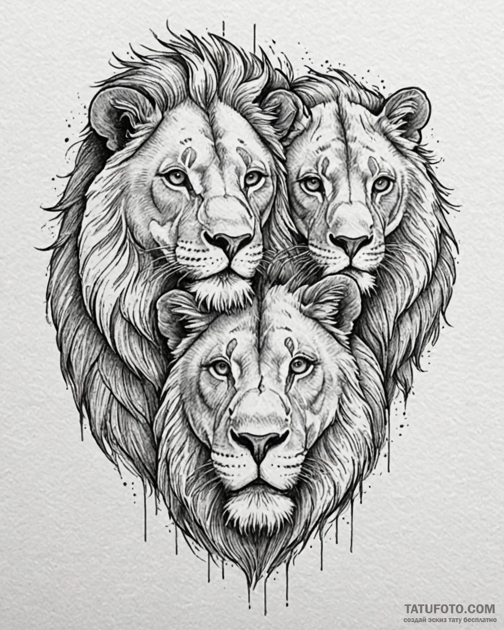 Tattoo design a lion and lioness together, sy… — эскиз тату (№1752956206_0, 19.07.2025 20:16) — Tatufoto.com