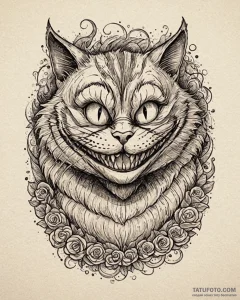 A graphic novel style portrait of the cheshir... - эскиз тату (№1752956801_0, 19.07.2025 20:26) — Tatufoto.com