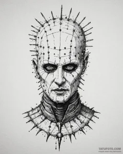 A trash polka portrait of pinhead from hellra... - эскиз тату (№1752956969_0, 19.07.2025 20:29) — Tatufoto.com