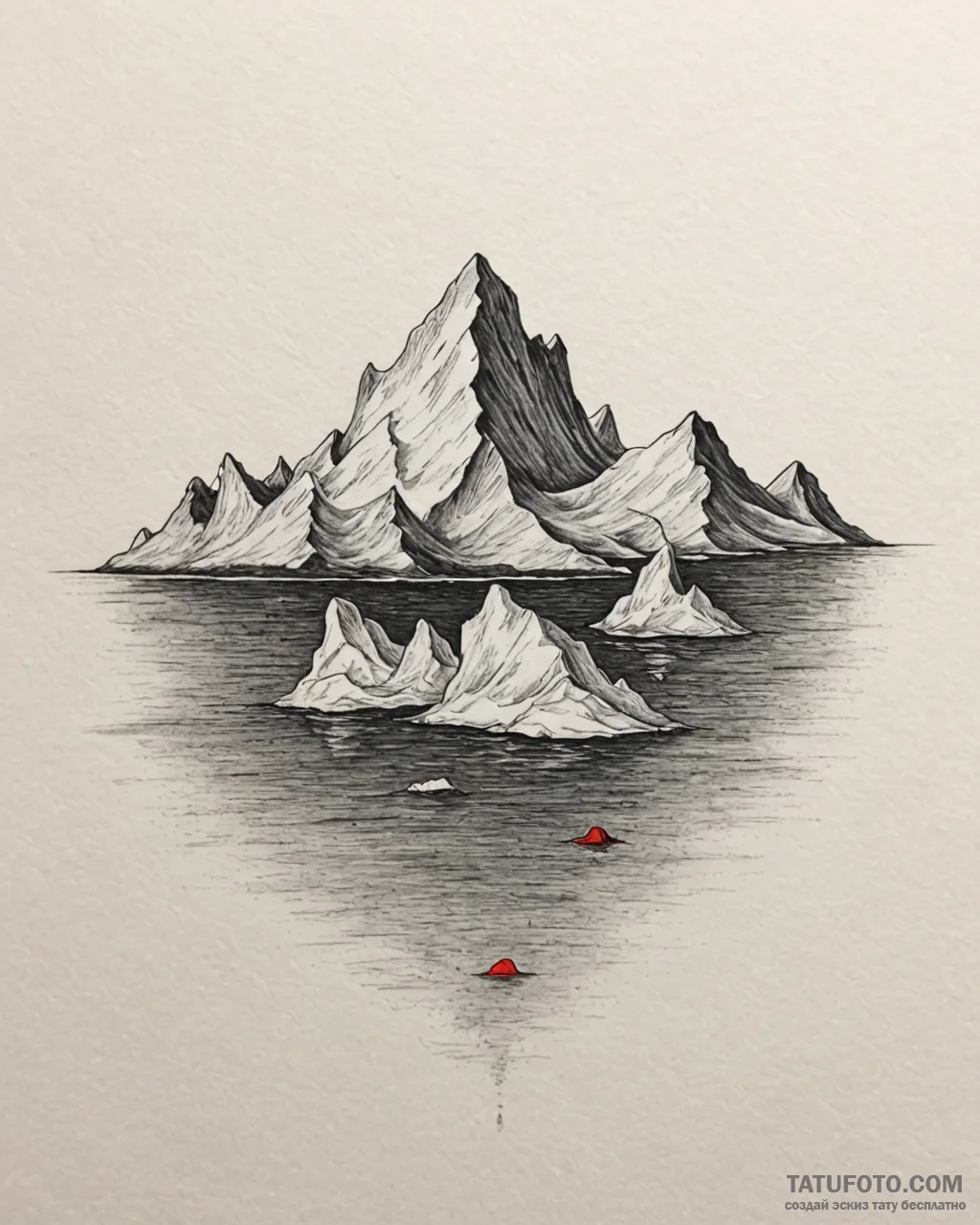 The stark beauty of icebergs floating in a ca… — эскиз тату (№1752957222_0, 19.07.2025 20:33) — Tatufoto.com