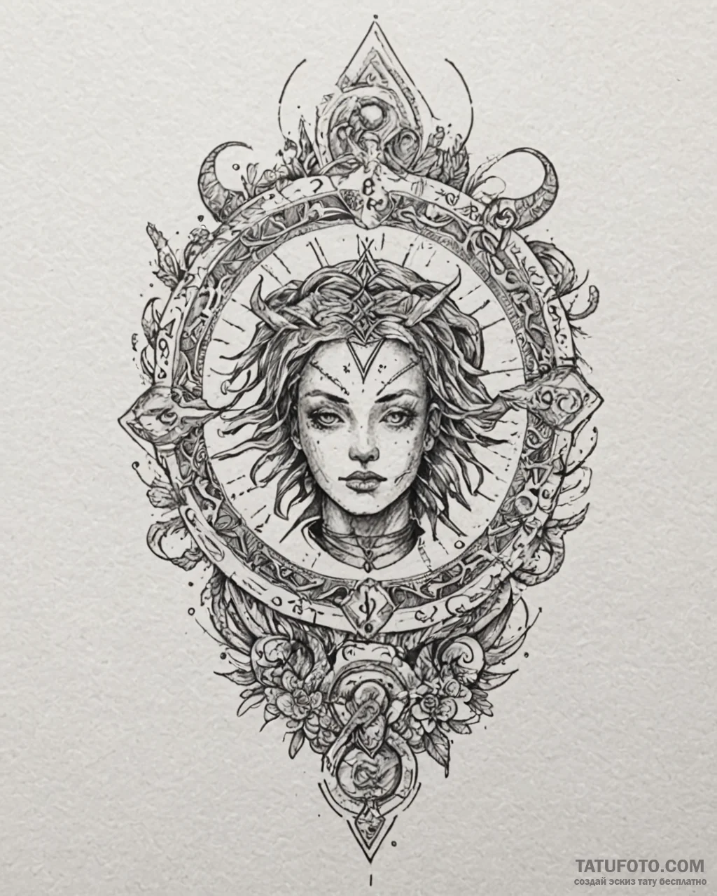 Tattoo design a zodiac glyph appearing as if... - эскиз тату (№1752957645_0, 19.07.2025 20:40) — Tatufoto.com