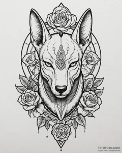 Anubis, artistic tattoo sketch, black outline... - эскиз тату (№1752957729_0, 19.07.2025 20:42) — Tatufoto.com