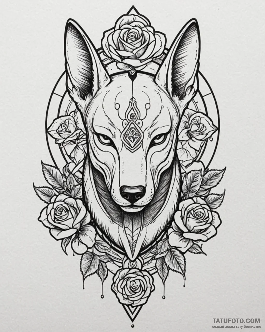 Anubis, artistic tattoo sketch, black outline... - эскиз тату (№1752957729_0, 19.07.2025 20:42) — Tatufoto.com