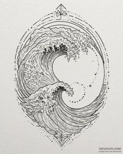 Tattoo sketch a simple, elegant wave, symboli... - эскиз тату (№1752957814_0, 19.07.2025 20:43) — Tatufoto.com