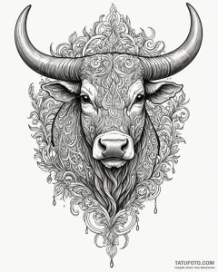 Tattoo design a taurus bull cartoonishly stub... - эскиз тату (№1752957982_0, 19.07.2025 20:46) — Tatufoto.com