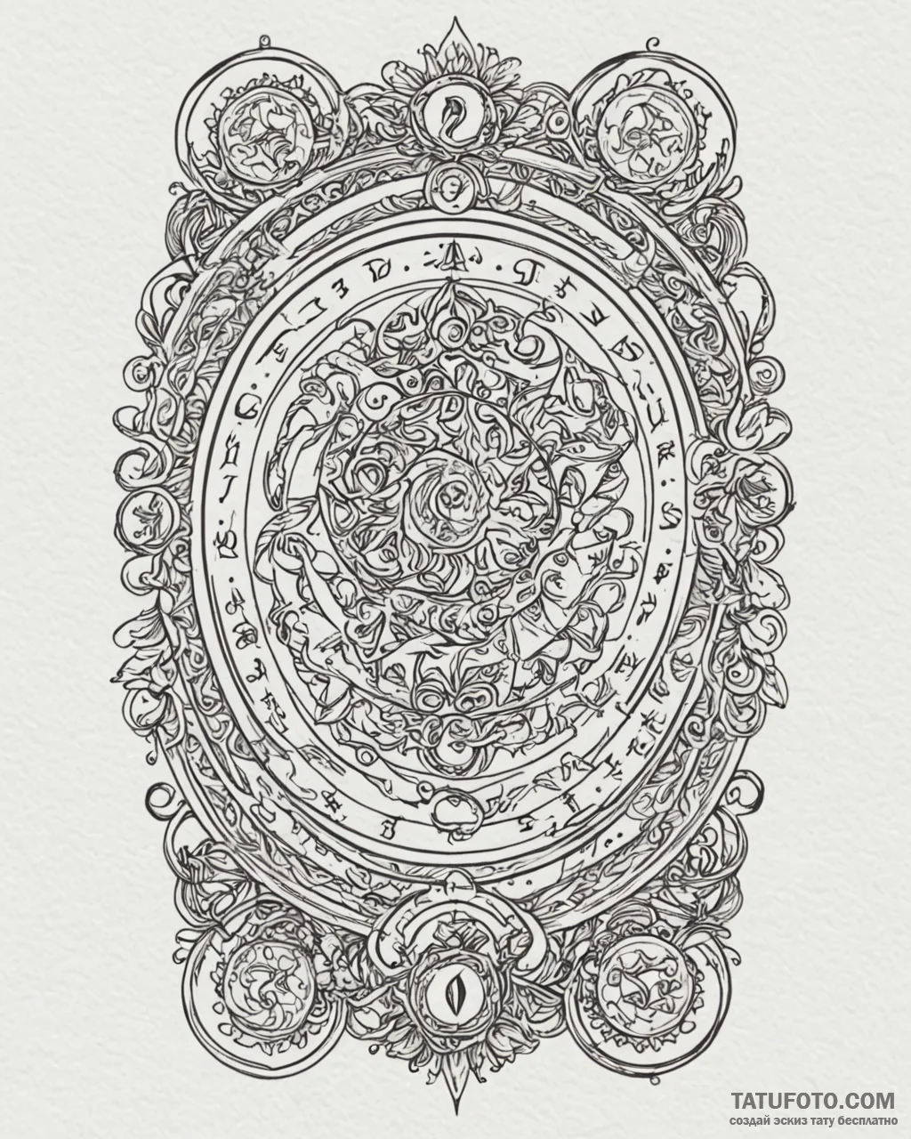 Tattoo sketch a zodiac glyph integrated into… — эскиз тату (№1752958151_0, 19.07.2025 20:49) — Tatufoto.com