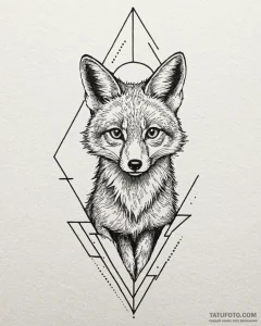 Tattoo sketch a mischievous fox's tail peekin... - эскиз тату (№1752958823_0, 19.07.2025 21:00) — Tatufoto.com