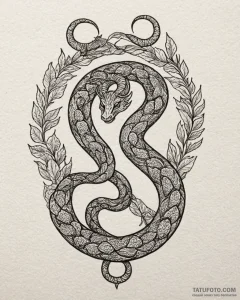 Tattoo sketch: a coiled serpent, a symbol of... - эскиз тату (№1752959751_0, 19.07.2025 21:15) — Tatufoto.com