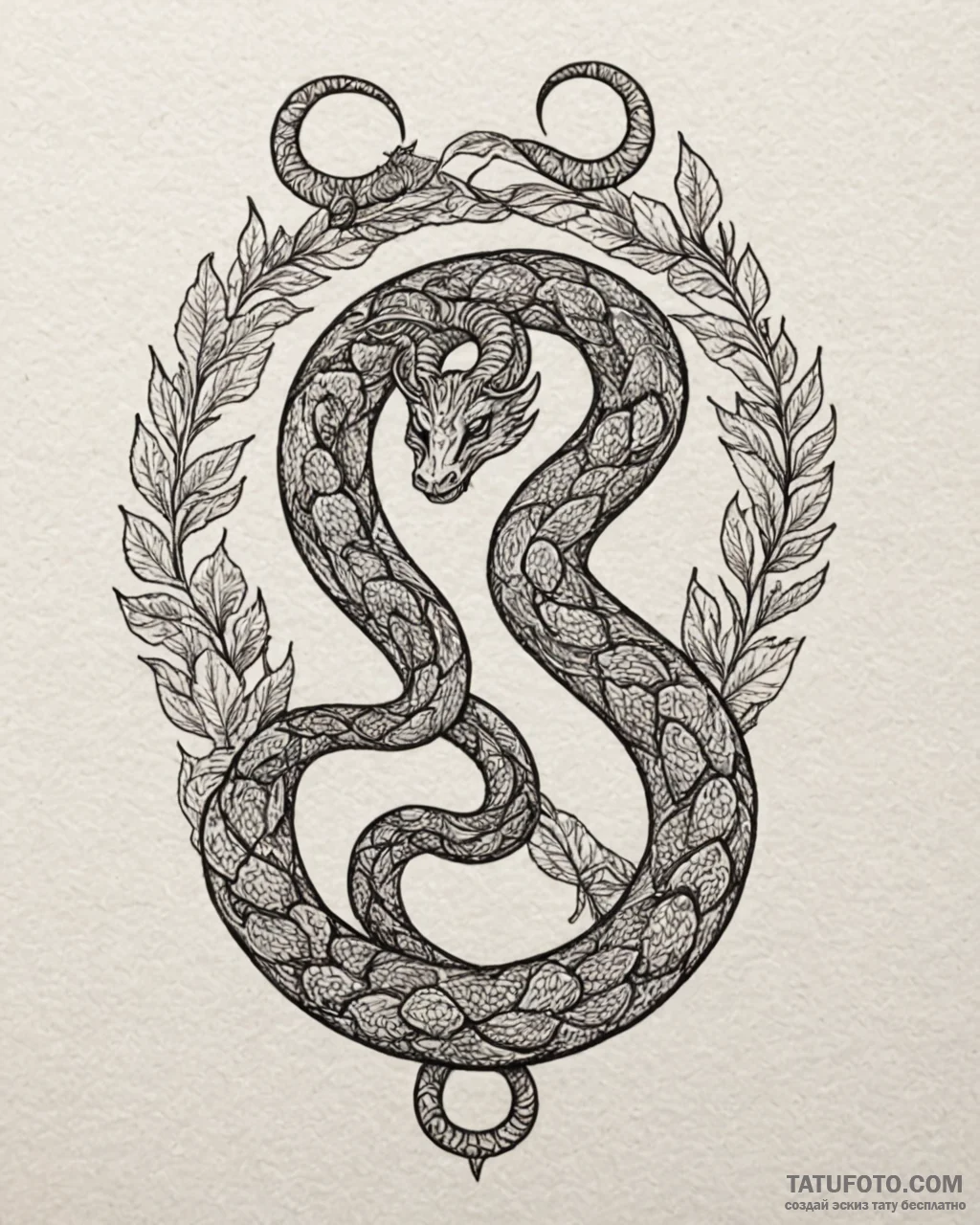 Tattoo sketch: a coiled serpent, a symbol of… — эскиз тату (№1752959751_0, 19.07.2025 21:15) — Tatufoto.com