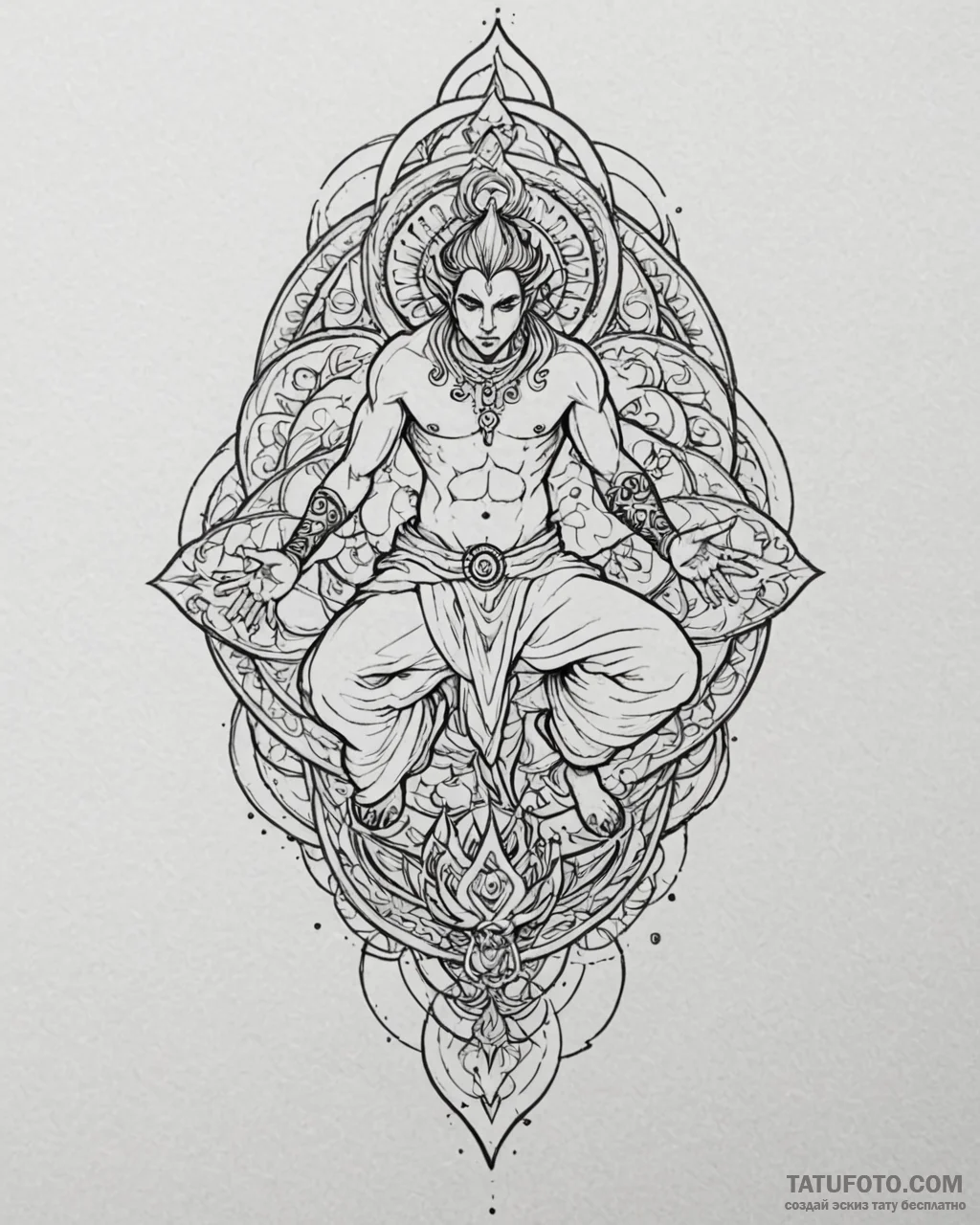 A neo-traditional tattoo of a djinn emerging… — эскиз тату (№1752959920_0, 19.07.2025 21:18) — Tatufoto.com