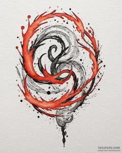Tattoo sketch a powerful fire swirling into a... - эскиз тату (№1752960089_0, 19.07.2025 21:21) — Tatufoto.com