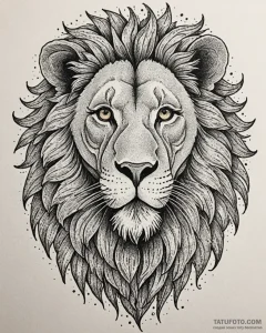 Tattoo sketch a leo lion, its mane depicted w... - эскиз тату (№1752960174_0, 19.07.2025 21:22) — Tatufoto.com