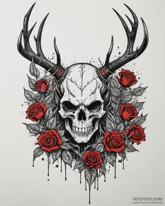 A trash polka composition of a wendigo, a cre... - эскиз тату (№1752960343_0, 19.07.2025 21:25) — Tatufoto.com