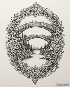 Tattoo design a sturdy bridge, symbolizing ov... - эскиз тату (№1752960682_0, 19.07.2025 21:31) — Tatufoto.com