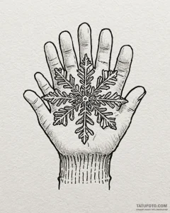 A close-up of a single, perfect snowflake on... - эскиз тату (№1752960936_0, 19.07.2025 21:35) — Tatufoto.com