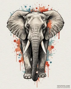 Tattoo design a powerful elephant, tusks out,... - эскиз тату (№1752961274_0, 19.07.2025 21:41) — Tatufoto.com