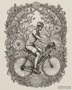 A shot of a professional cyclist in a peloton... - эскиз тату (№1752961529_0, 19.07.2025 21:45) — Tatufoto.com