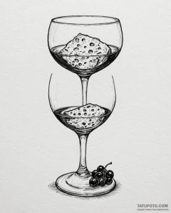 Tattoo design 'wine glass' on one, 'cheese' o... - эскиз тату (№1752961698_0, 19.07.2025 21:48) — Tatufoto.com