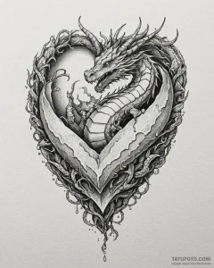 Tattoo sketch a heart container with a dragon... - эскиз тату (№1752961866_0, 19.07.2025 21:51) — Tatufoto.com