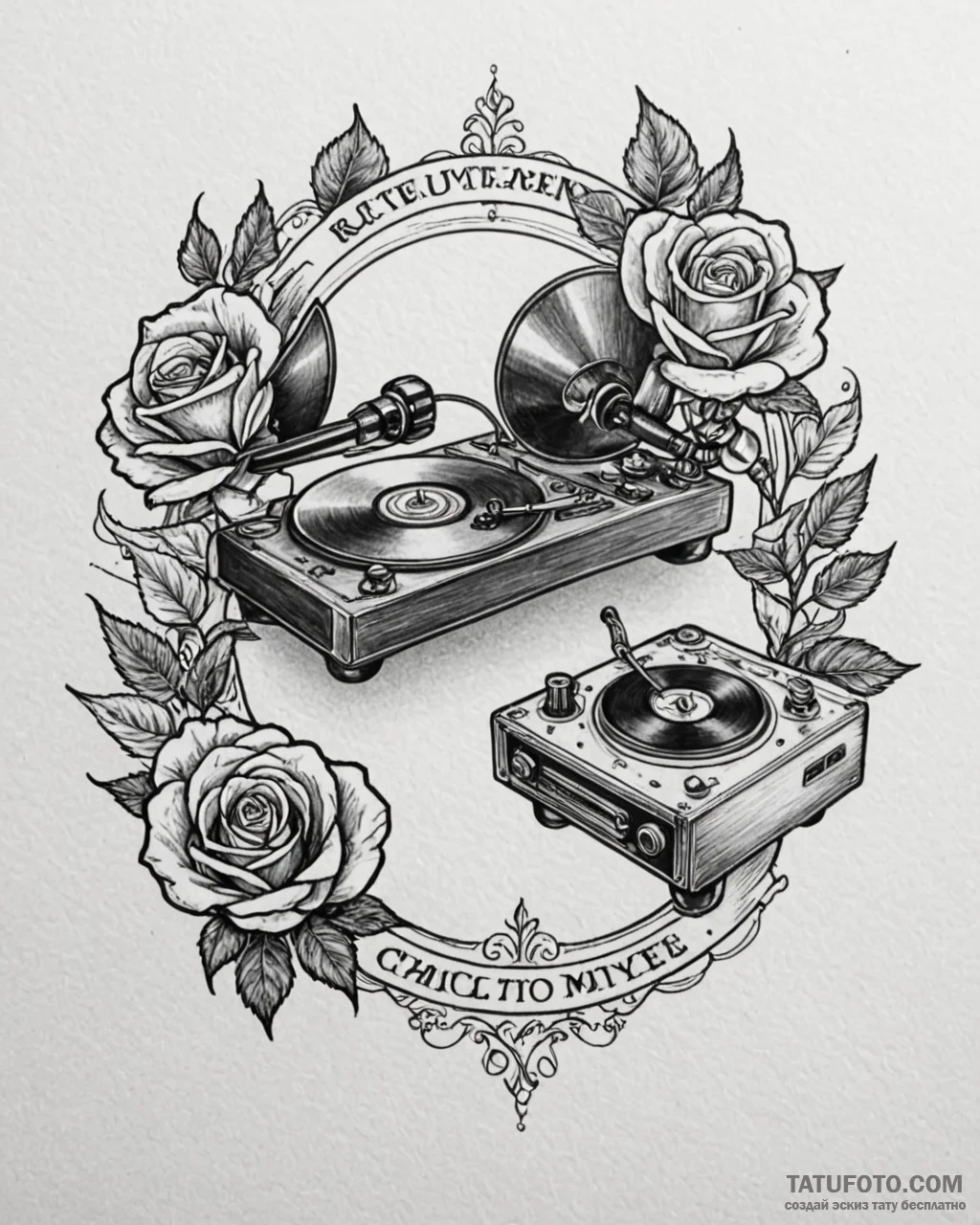 Tattoo design two halves of a classic record... - эскиз тату (№1752961950_0, 19.07.2025 21:52) — Tatufoto.com