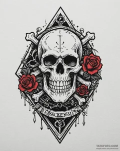 Tattoo design a floppy disk with a skull and... - эскиз тату (№1752962034_0, 19.07.2025 21:53) — Tatufoto.com