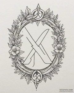 56. tattoo sketch: the rune "mir," emanating... - эскиз тату (№1752962457_0, 19.07.2025 22:00) — Tatufoto.com