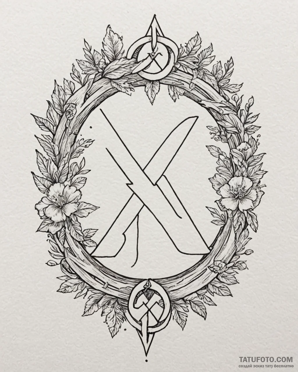 56. tattoo sketch: the rune «mir,» emanating… — эскиз тату (№1752962457_0, 19.07.2025 22:00) — Tatufoto.com