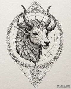 Tattoo design a zodiac animal depicted in a s... - эскиз тату (№1752962964_0, 19.07.2025 22:09) — Tatufoto.com