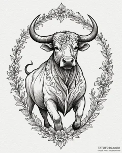Tattoo design a delicate taurus bull silhouet... - эскиз тату (№1752963132_0, 19.07.2025 22:12) — Tatufoto.com