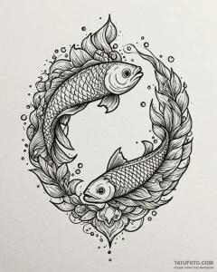 Tattoo design realistic pisces fish, scales s... - эскиз тату (№1752963217_0, 19.07.2025 22:13) — Tatufoto.com