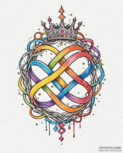Tattoo design a crown intertwined with an inf... - эскиз тату (№1752963301_0, 19.07.2025 22:15) — Tatufoto.com