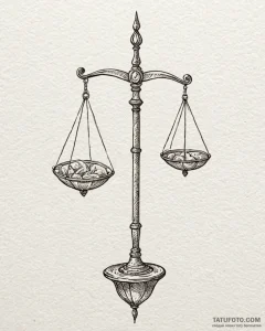 Tattoo sketch libra's scales turning into a f... - эскиз тату (№1752963894_0, 19.07.2025 22:24) — Tatufoto.com
