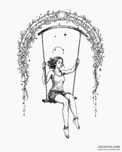 Tattoo design a silhouette of a girl on a swi... - эскиз тату (№1752964147_0, 19.07.2025 22:29) — Tatufoto.com