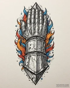 Tattoo sketch a knight's gauntlet, firm and r... - эскиз тату (№1752965074_0, 19.07.2025 22:44) — Tatufoto.com