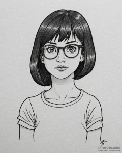 A linework tattoo of tina belcher from bob's... - эскиз тату (№1752965243_0, 19.07.2025 22:47) — Tatufoto.com