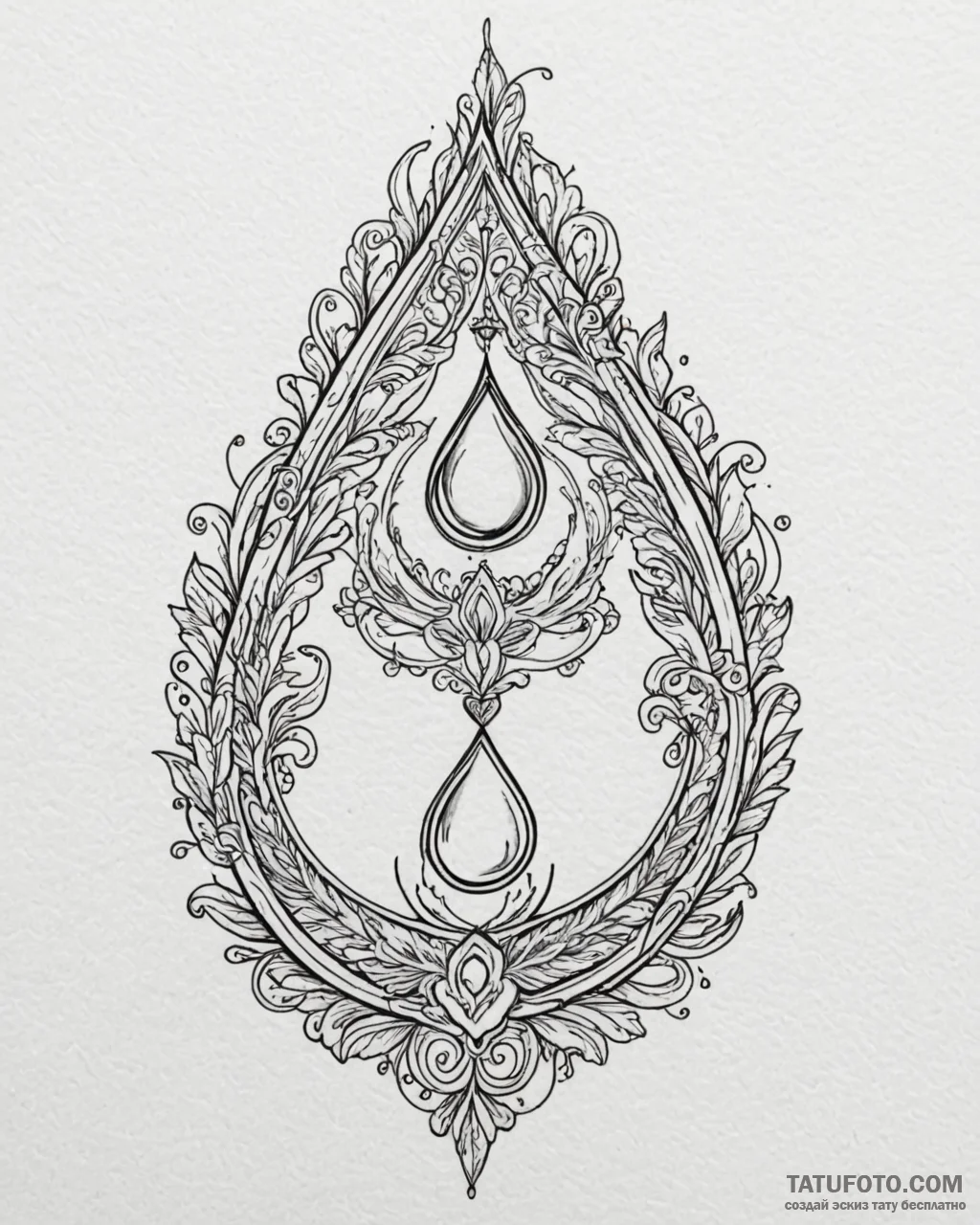 Tattoo sketch a single, perfectly formed tear… — эскиз тату (№1752965327_0, 19.07.2025 22:48) — Tatufoto.com