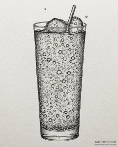 A close-up of the carbonation bubbles rising... - эскиз тату (№1752965579_0, 19.07.2025 22:52) — Tatufoto.com