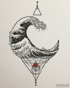 Tattoo design a small, graceful wave with sub... - эскиз тату (№1752966002_0, 19.07.2025 23:00) — Tatufoto.com