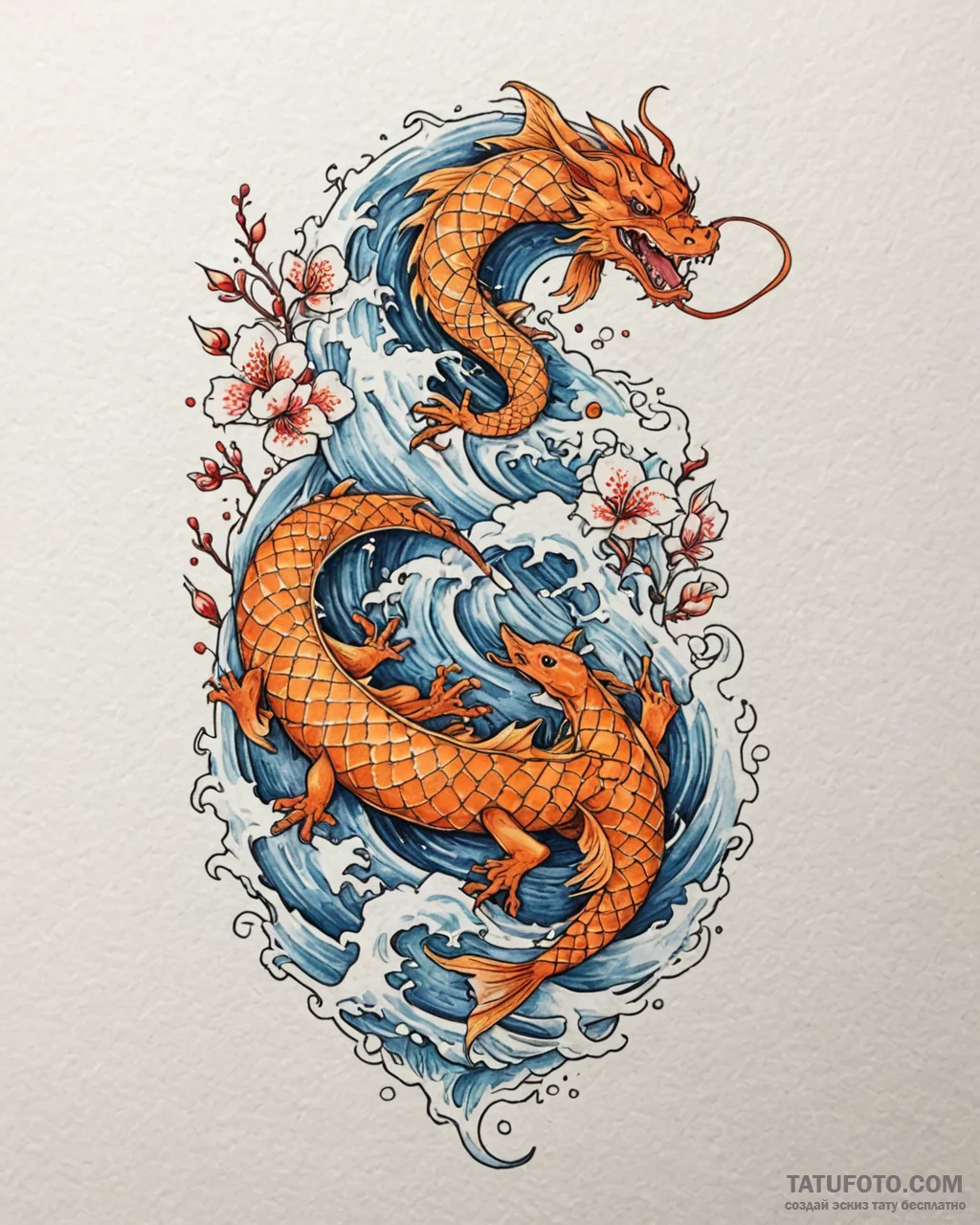 A watercolor sketch of an orange, a symbol of… — эскиз тату (№1752966086_0, 19.07.2025 23:01) — Tatufoto.com