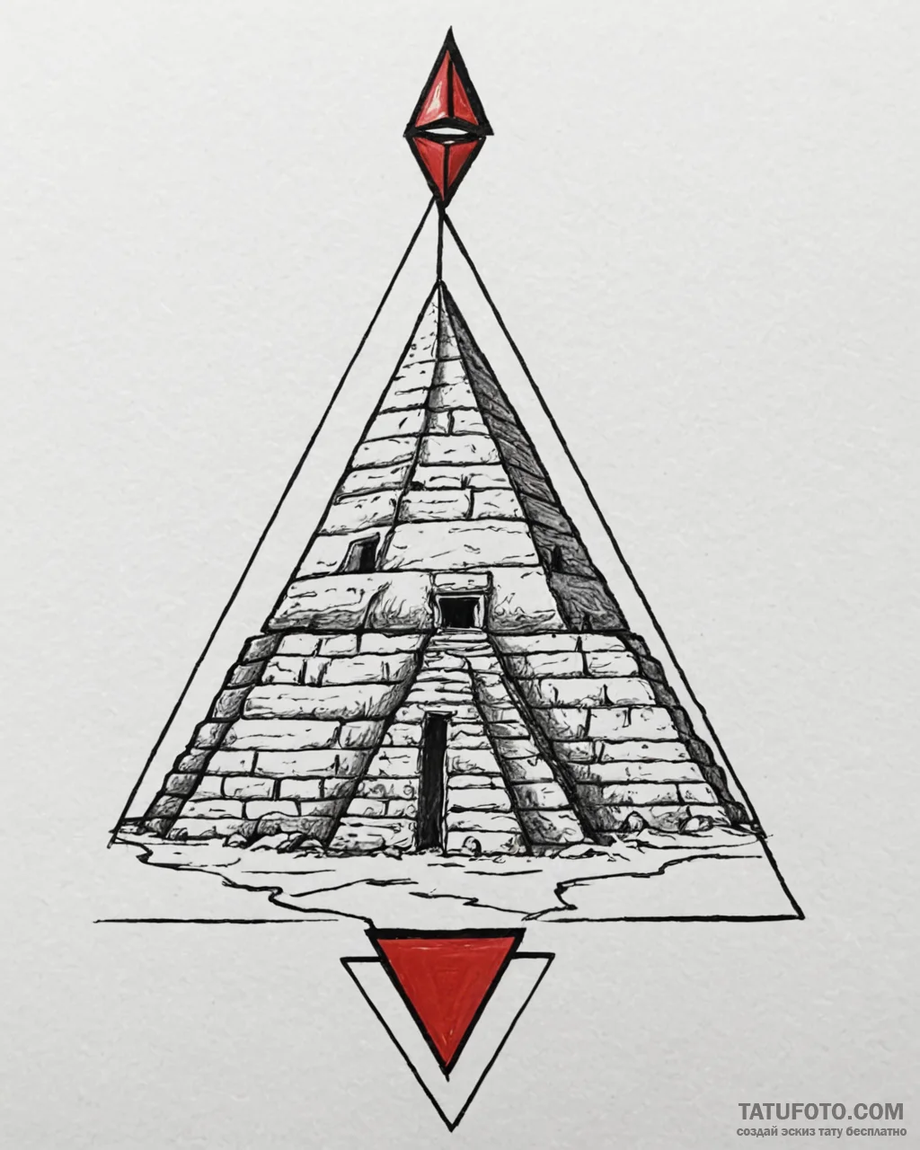 Tattoo sketch a solid, ancient pyramid, for e… — эскиз тату (№1752966256_0, 19.07.2025 23:04) — Tatufoto.com