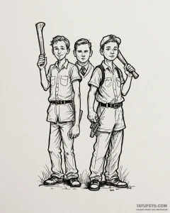 A sketch of the main characters from shaun of... - эскиз тату (№1752966508_0, 19.07.2025 23:08) — Tatufoto.com