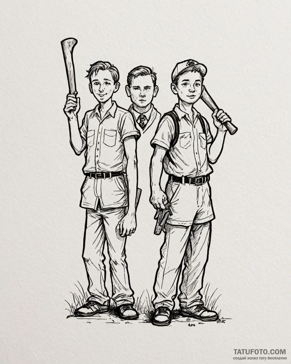 A sketch of the main characters from shaun of... - эскиз тату (№1752966508_0, 19.07.2025 23:08) — Tatufoto.com