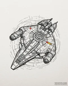 23. linework tattoo of the millennium falcon... - эскиз тату (№1752966676_0, 19.07.2025 23:11) — Tatufoto.com