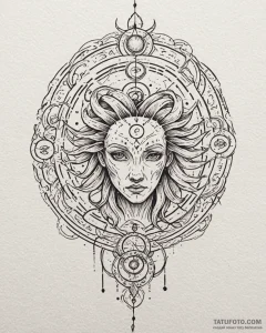 Tattoo sketch a zodiac glyph melting or disto... - эскиз тату (№1752966844_0, 19.07.2025 23:14) — Tatufoto.com