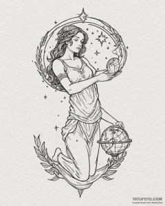 Tattoo design a virgo maiden holding a celest... - эскиз тату (№1752967349_0, 19.07.2025 23:22) — Tatufoto.com