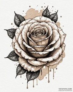 Black rose, artistic tattoo sketch, sepia ton... - эскиз тату (№1752967770_0, 19.07.2025 23:29) — Tatufoto.com