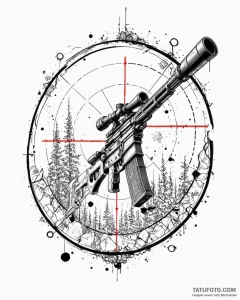 Tattoo design a futuristic sniper rifle scope... - эскиз тату (№1752968446_0, 19.07.2025 23:40) — Tatufoto.com