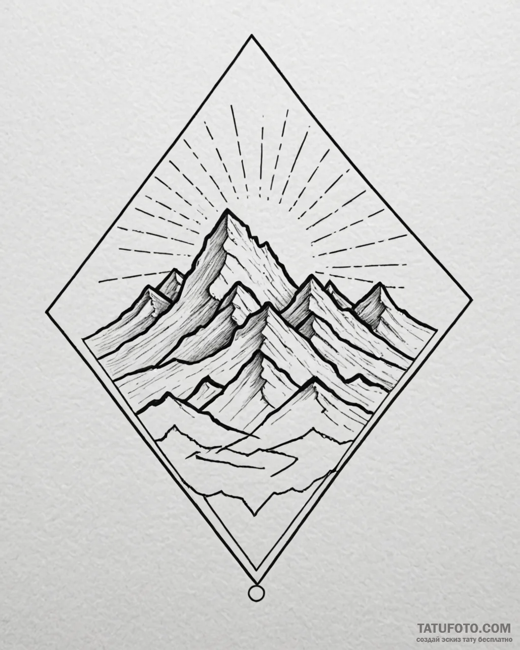Tattoo sketch a geometric mountain range with... - эскиз тату (№1752969121_0, 19.07.2025 23:52) — Tatufoto.com