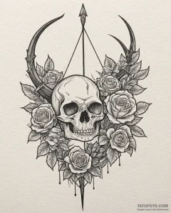 Tattoo design a stylized elven bow with a glo... - эскиз тату (№1752969459_0, 19.07.2025 23:57) — Tatufoto.com