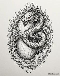 A sketch of a dragon egg, detailed and textur... - эскиз тату (№1752970301_0, 20.07.2025 00:11) — Tatufoto.com